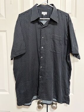 Maus & Hoffman 100% Cotton Short Sleeved Shirt XL Black Geometric Classic